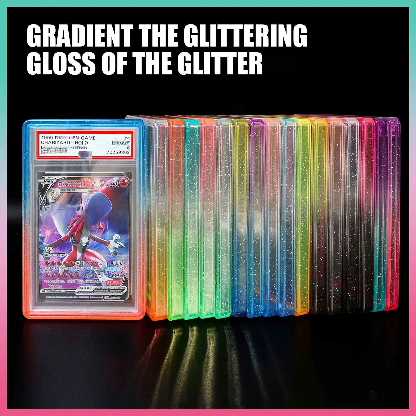 Glitter TPU Slab Bumper Guard Case Holder Protective Skin Display Sleeves with Clear Back for PSA 35PT Graded Trading Card image 5