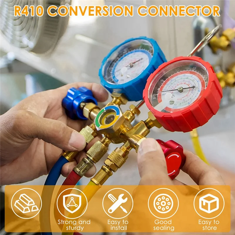 R410 Adapter Kit Metal Mini Split Vacuum Pump Set Sturdy R410 Converter Connector Durable 1/4SAE To 5/16SAE Adapter-A79G