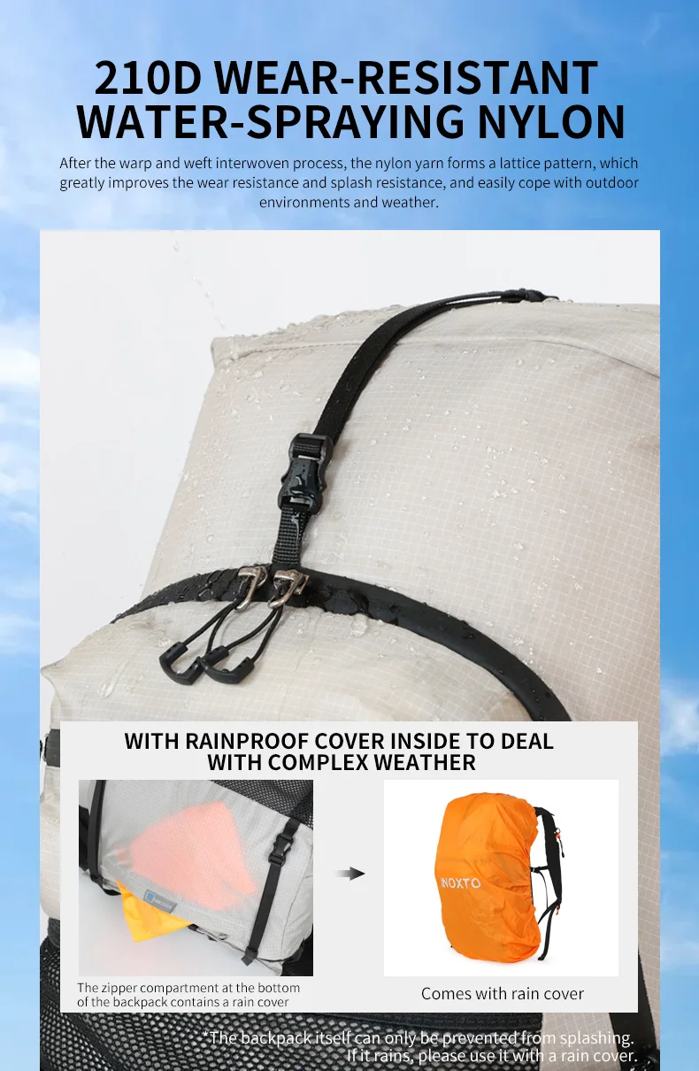 Wanderrucksack für Männer und Frauen, 30L Wasserdichter Camping-Rucksack mit Regenschutz, Leichter Outdoor-Sport-Reiserucksack – Detail 9