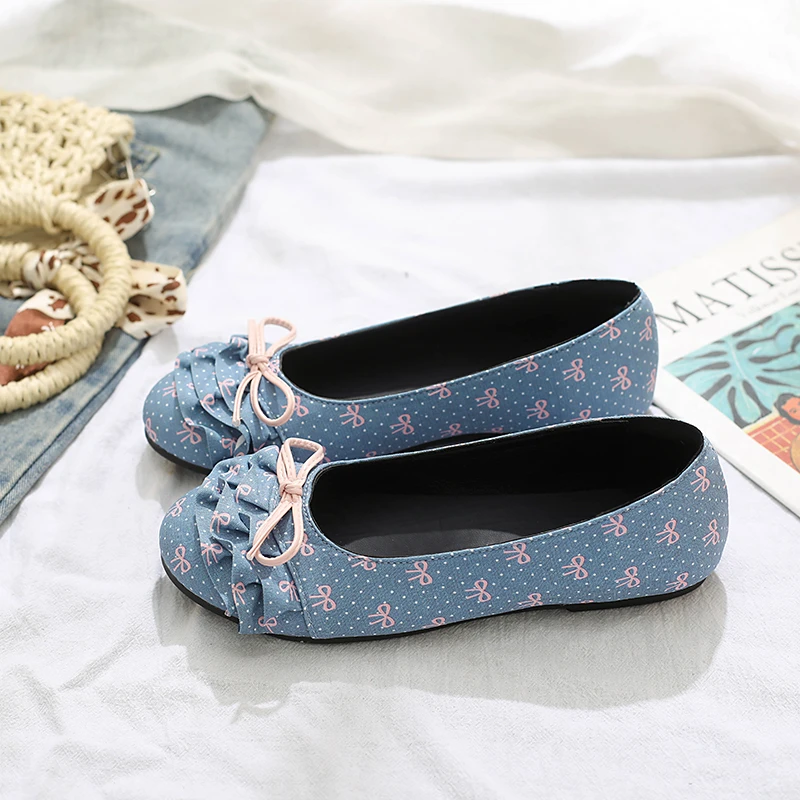 Polka Dot Mary Jane Shoes Women Sweet Ruffle Internal Elevation Shoes Ladies Soft Sole Slip on Daily Comfort Dress Footwear