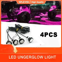 4 Pods LED Rock Lights For SUV Off Road Car Truck Underglow Multicolor Neon LED Light Kit Red Green Blue White Pink