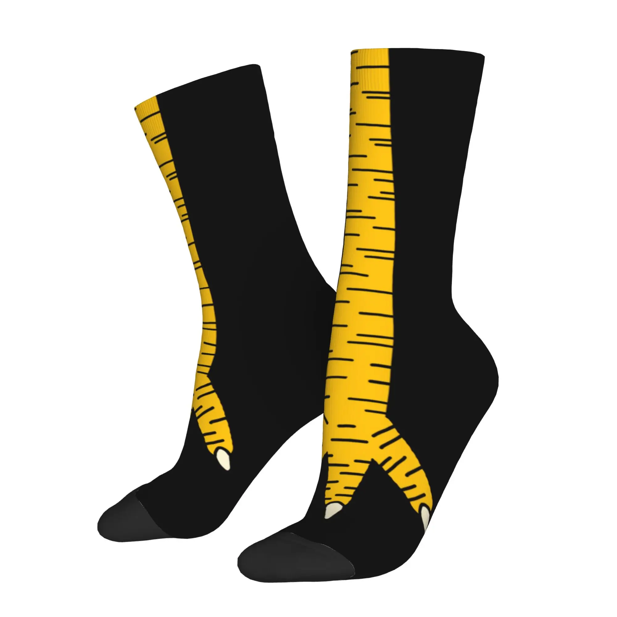 Custom Funny Chicken Nails Dress Socks Men's Women's Warm Fashion Novelty Cartoon Animal Crew Socks view 3