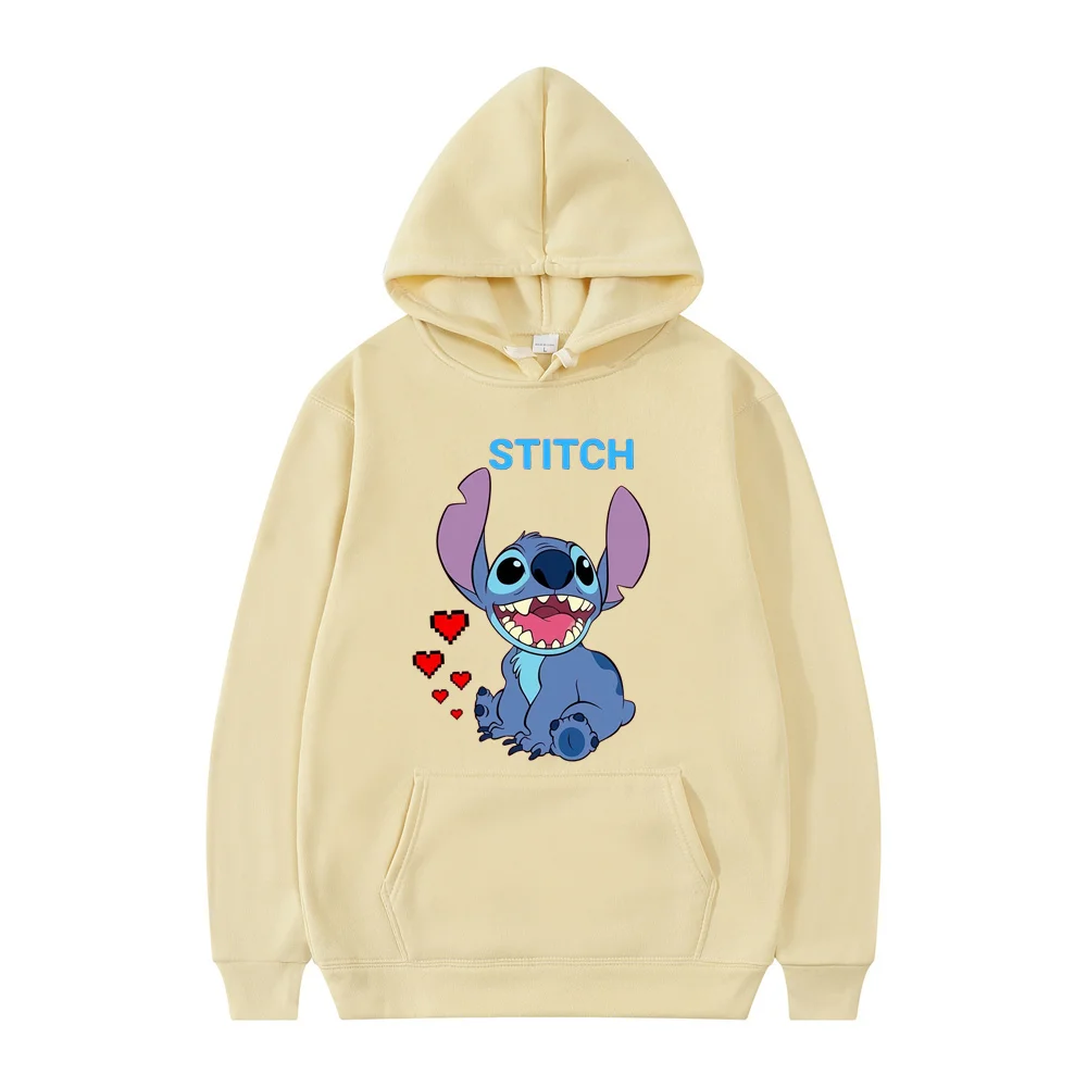 

New Disney Stitch Print Hoodies Women Vintage Autumn Loose Hooded Shirt Grunge Street Sweatshirt Y2k Clothes Oversize Pullovers