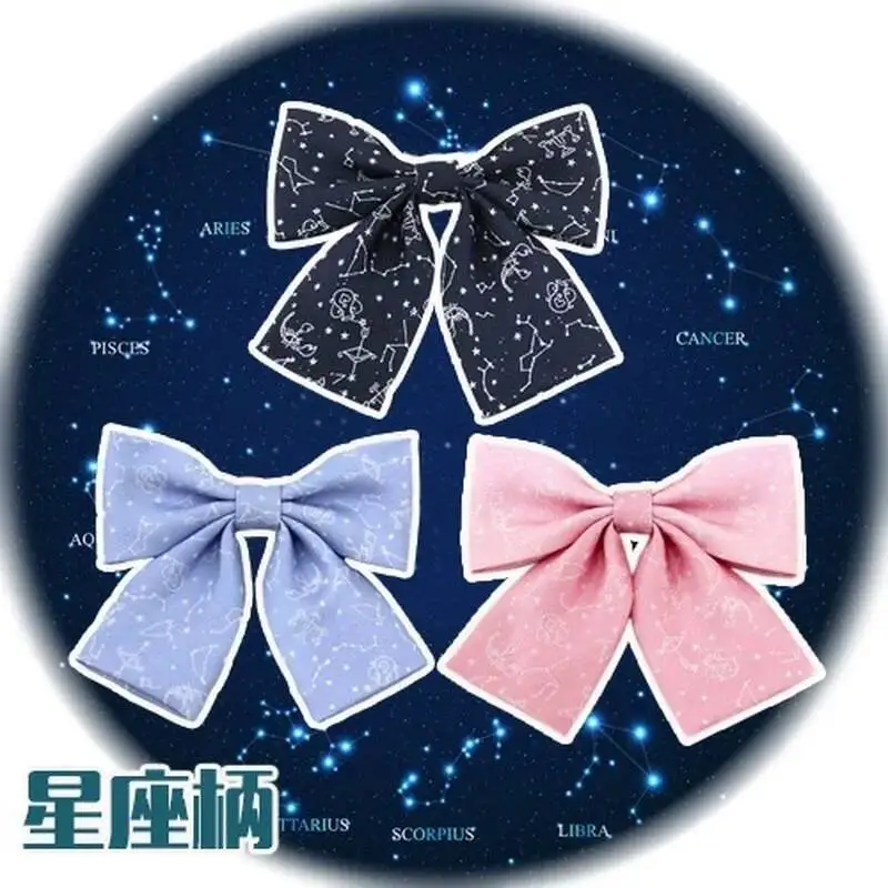 

Anime Game Japanese School JK Uniform Girl 2024 Women Yarn-Dyed Constellation Tie Bow Floral Accessories