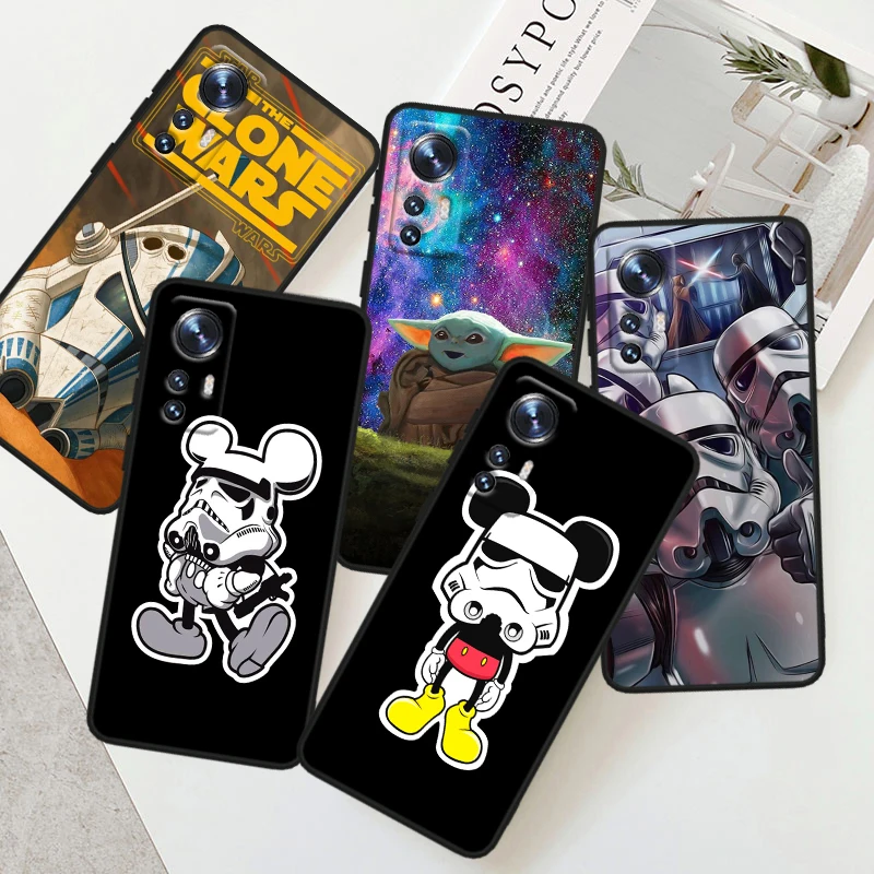 S-tar W-ars Baby Yodas For Xiaomi Mi 14 13 12T 12S 12X 12 11i 11X 11T 11 Ultra Lite Pro Soft Silicone Black Phone Case