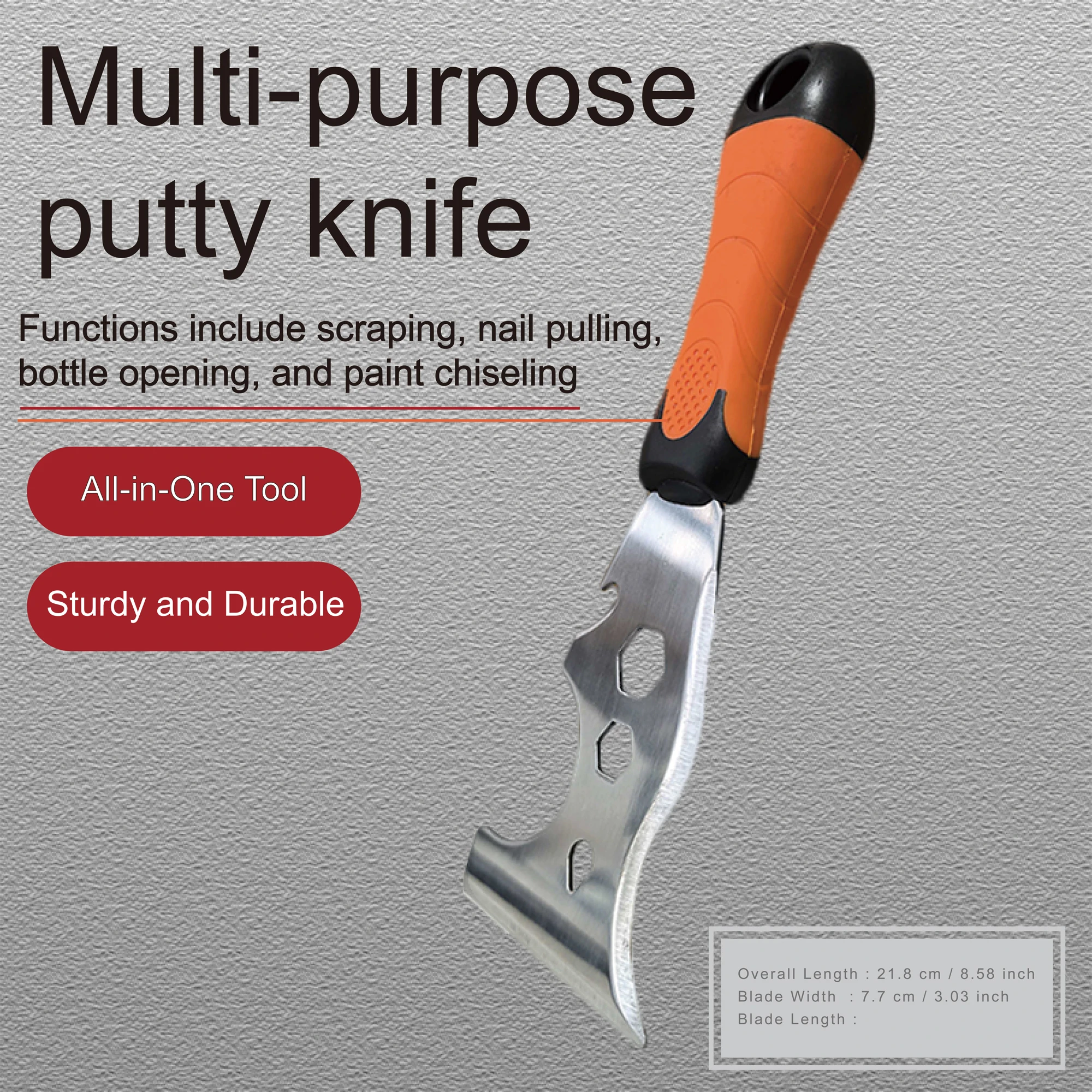 Stainless Steel Putty Knife Paint Scraper Multi-Use Construction Tool for Wallpaper Removal Can Opener Home DIY