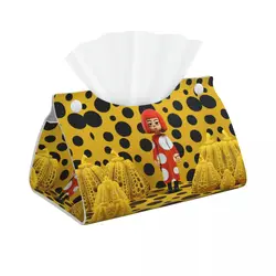 Custom Yayoi Kusama Polka Tissue Box Cover Rectangular PU Leather Pumpkin Facial Tissues Holder for Home