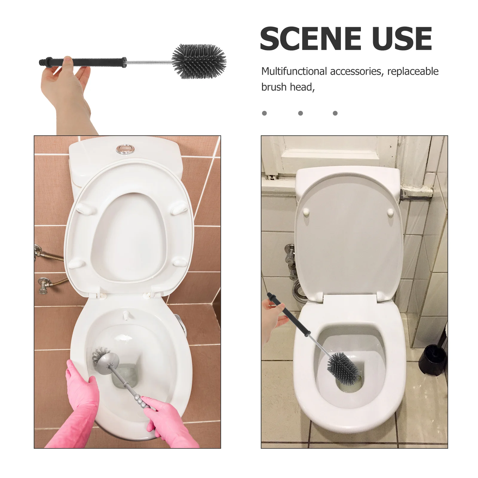 

Toilet Handle Replacement Sturdy Long Handle For Toilet Bowl Durable Plastic Connector Replace Brush Head Part Scrub Brush