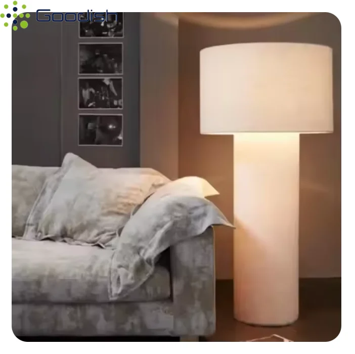 Wabi-sabi Retro Art Creative Lustre Lights Fabric Tubular Grenade Shaped LED Floor Lamps for Bedroom Home Decoration Chandelier