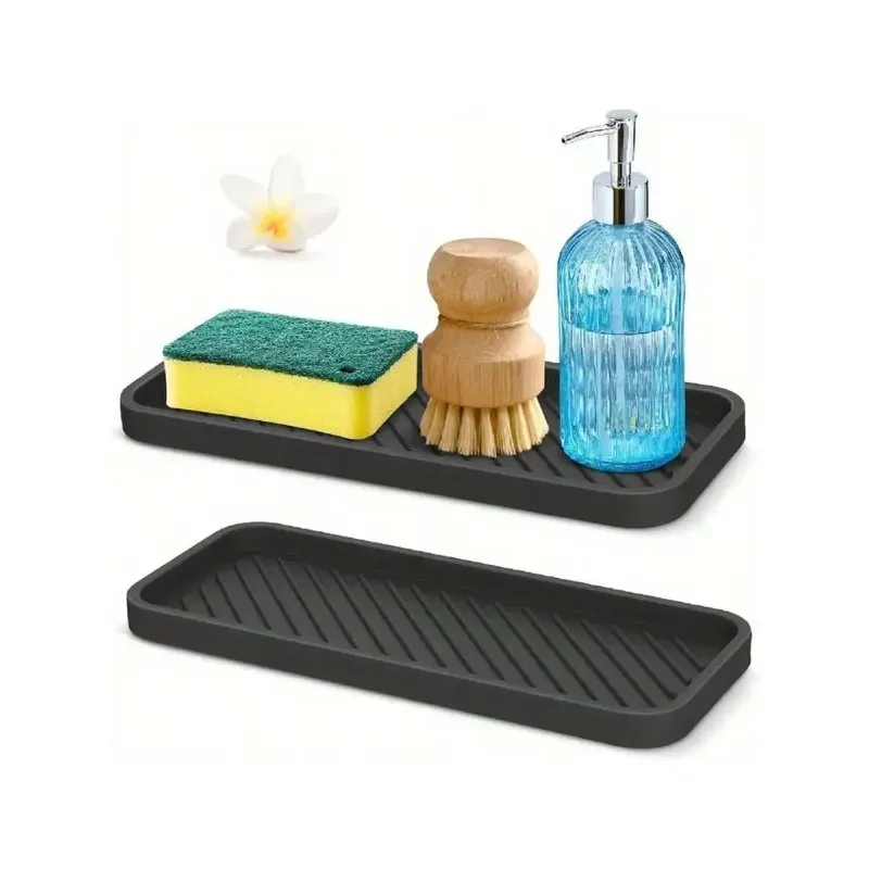 Silicone Sink Splash Guard and Soap Holder - Multifunctional Kitchen and Bathroom Accessory