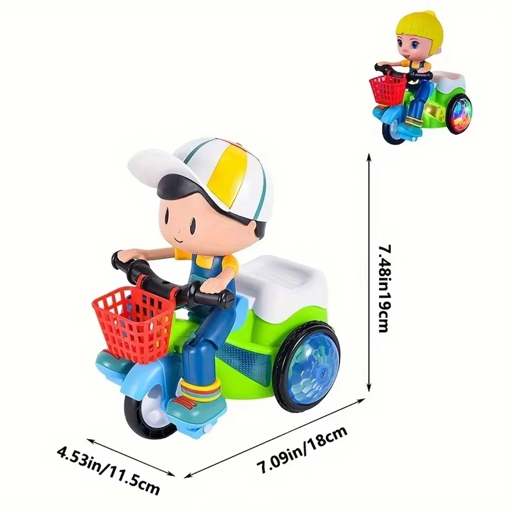 Robot Toys for Kids Spinning Stunt Car Toys Dancing Electric Trike Kids Motorcycle Cartoon Toy Interactive Toy with Music Light