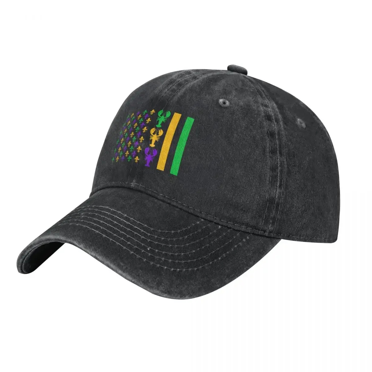 Mardi Gras American Flag with Crawfish and Fleur De Lis Baseball Cap Visor Dropshipping Boy Child Women's