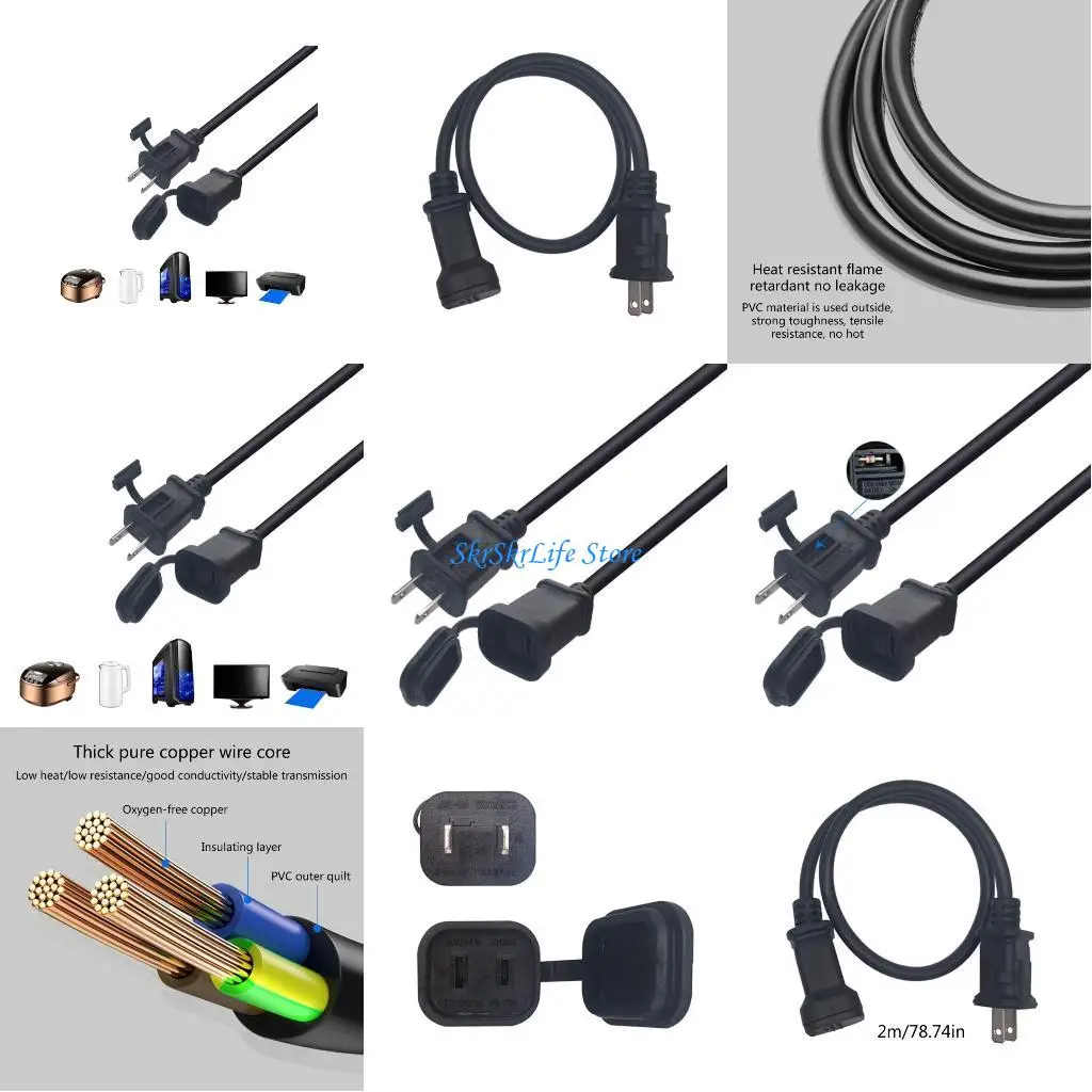 

E65E 2m Male to Female Cable PVC Extension Cord Universal Cable Essential for Devices