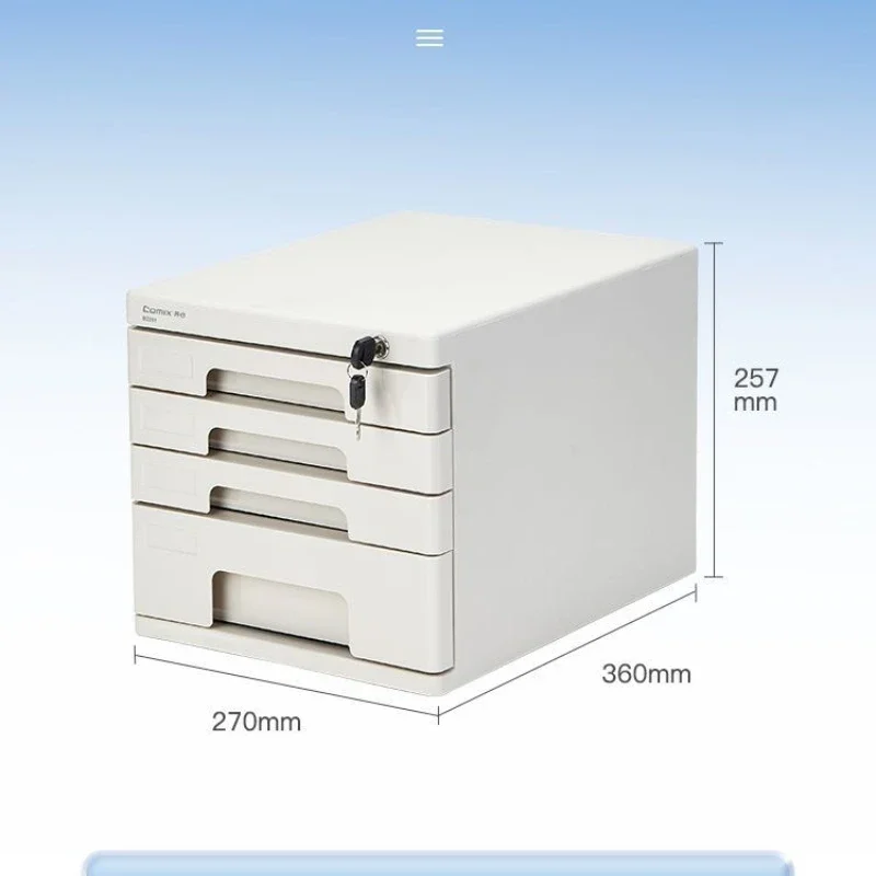 Lockable Office File Cabinet with 4-Layer Desktop Organizer Reinforced Plastic Drawers for Secure Document Storage A4 Paper Tray