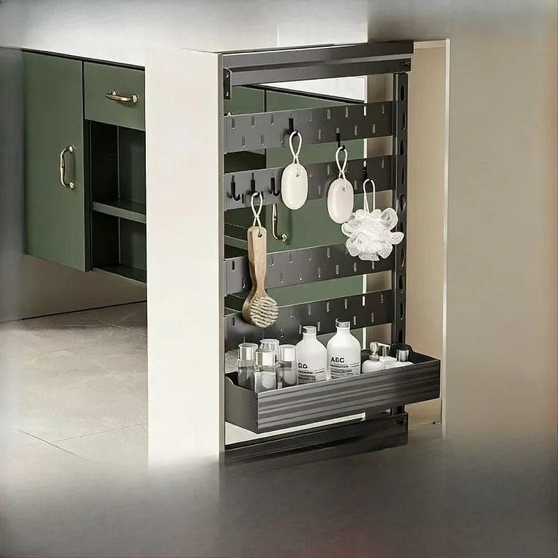 Hole plate rack kitchen narrow cabinet pull basket cabinet door side pull cabinet inner pull-out crack