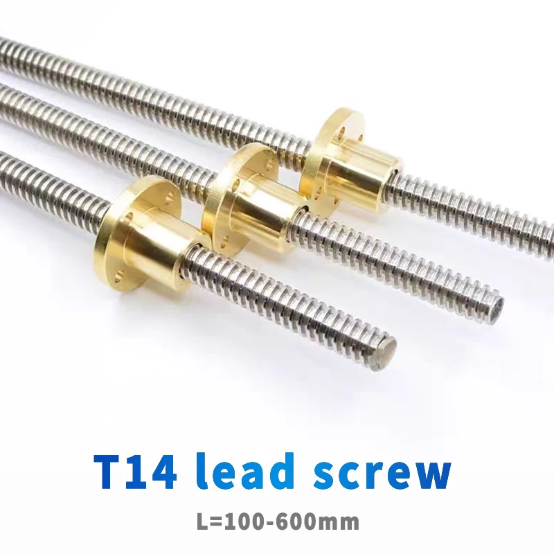 

1PC 304 stainless steel T14 lead screw length 100/200/300/500/600mm lead 3mm/6mm trapezoidal spindle with nut 3d printer parts