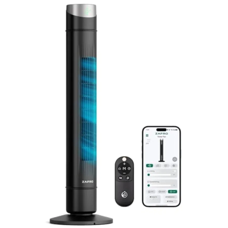 

Bedroom tower fan, ABS plastic, dark black, 120 oscillation, 28ft/s high-speed, 12 speeds, 4 modes, DC motor, 22dB ultra quiet,