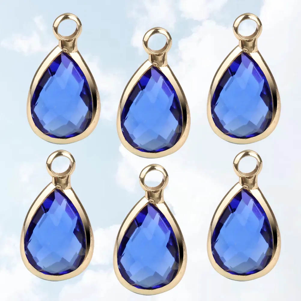 

6 Pcs Water Drop Diamond Pendant Plating Copper Brim Pendant DIY Spacer Beads Charm Accessories for Jewelry Necklace