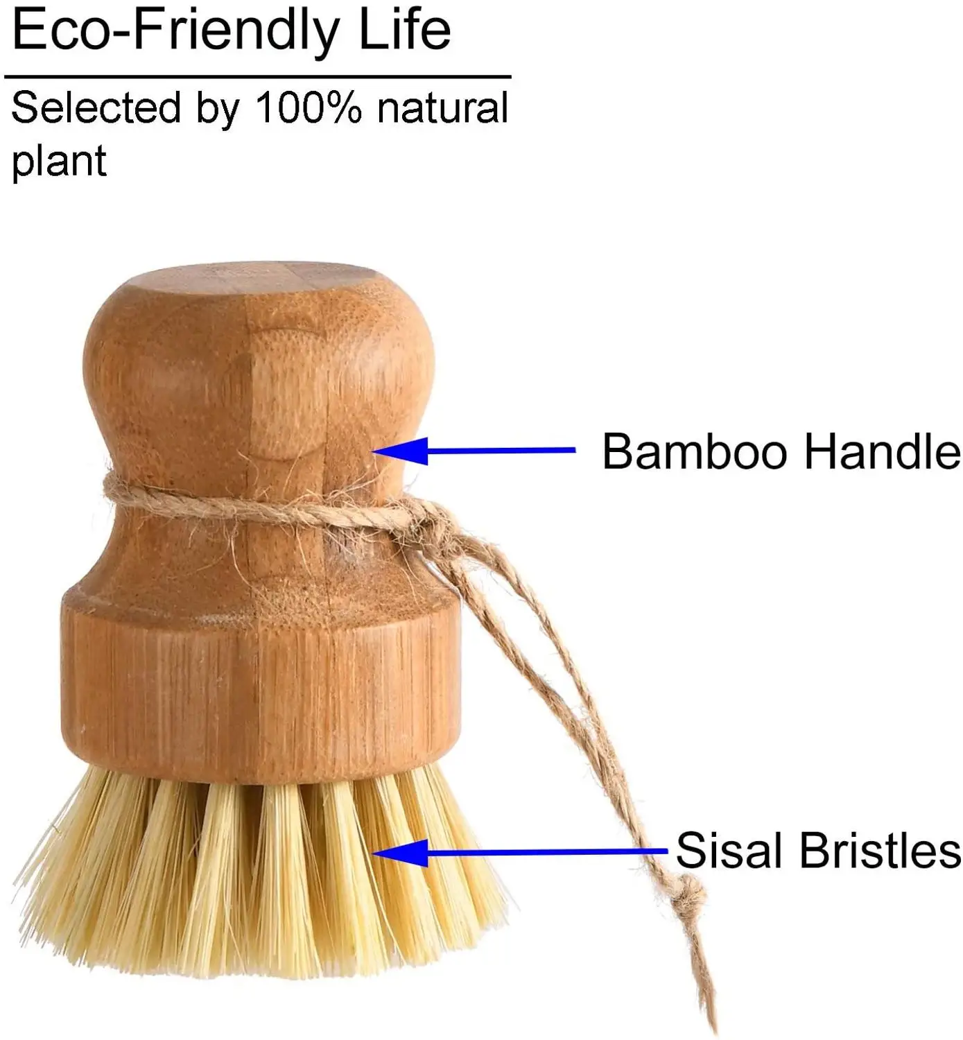 Leeseph Bamboo Dish Scrub Brushes, Kitchen Wooden Cleaning Scrubbers for Washing Cast Iron Pan/Pot, Natural Sisal Bristles