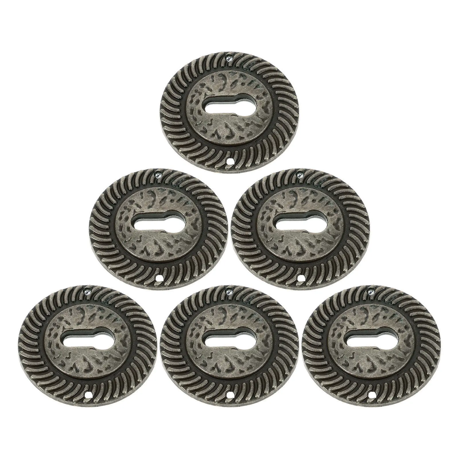 6pcs Keyhole Cover Decorative Metal Insert Plate For Drawer Cabinet Door Furniture Oval Zinc Alloy Vintage Keyhole Protector