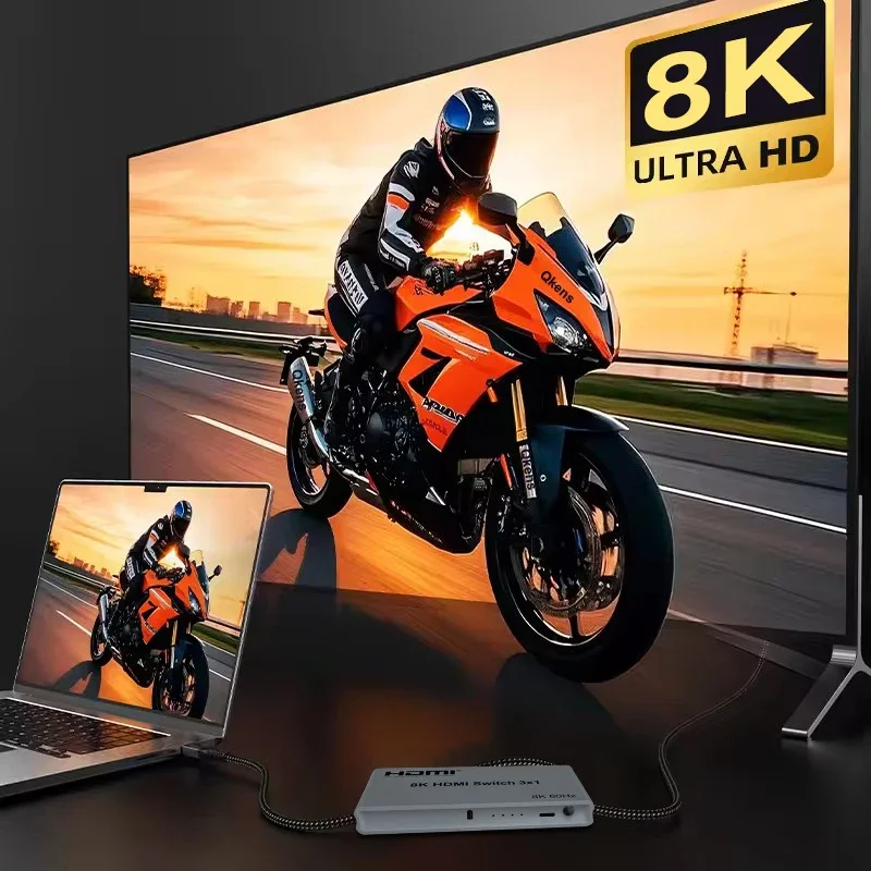 8K 60Hz 3x1 Auto Switch Cycle Display HDMI 2.1 4K120Hz 3 in 1 Out HDMI Switcher Video Converter with Power-off Memory Function - view 6