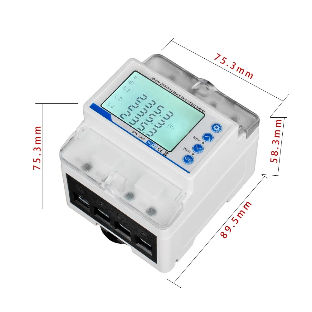 for WiFi Photovoltaic Power Meter 100A 3P4W 3Phase Recloser Switch Protector Smart Reclosing Protector Limiting Circuit Breaker