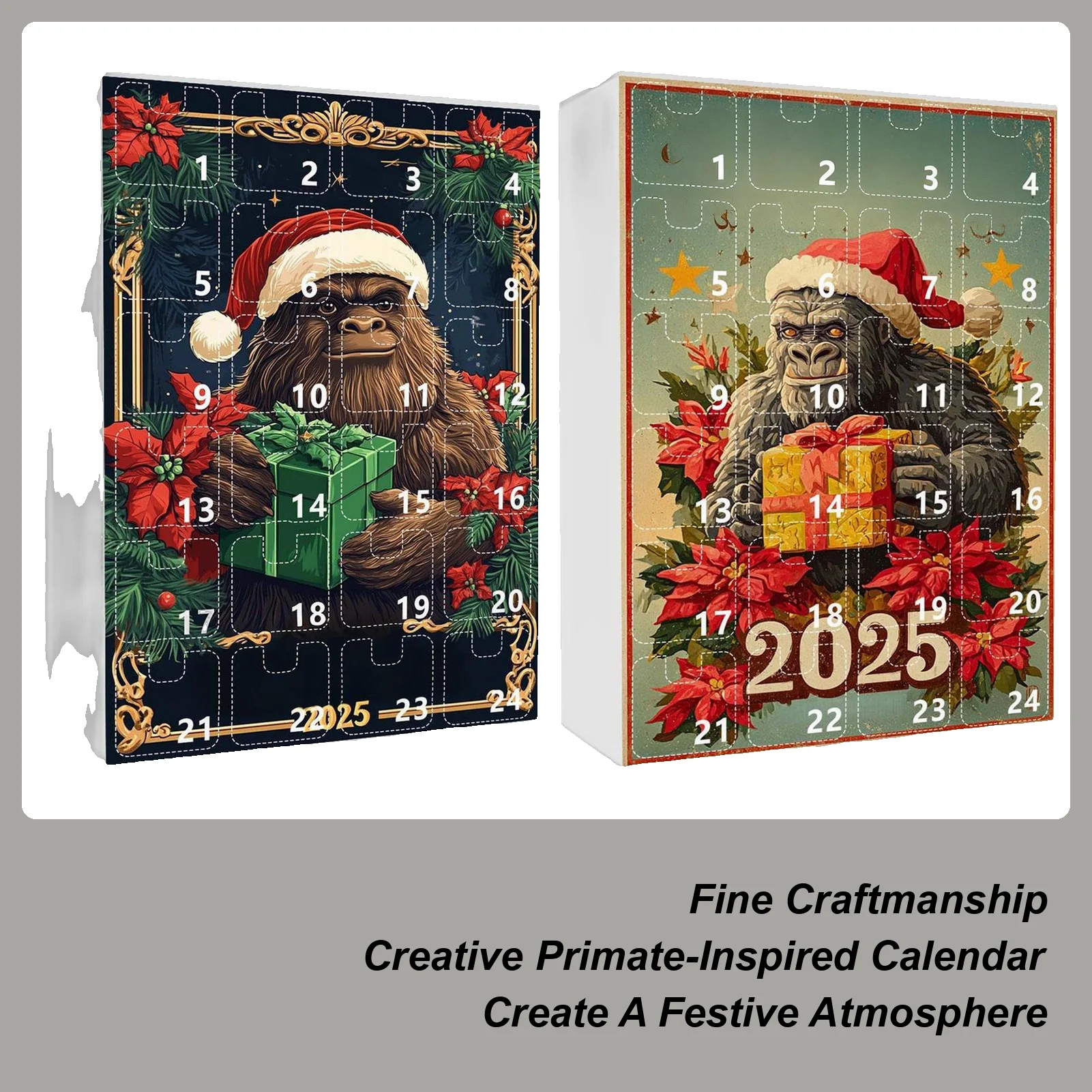 

Календарь обратного отсчета, акриловая обезьяна, 2D кулон, праздничное украшение, 24-дневный набор подвесок обратного отсчета для мужчин, семейные подарки для детей