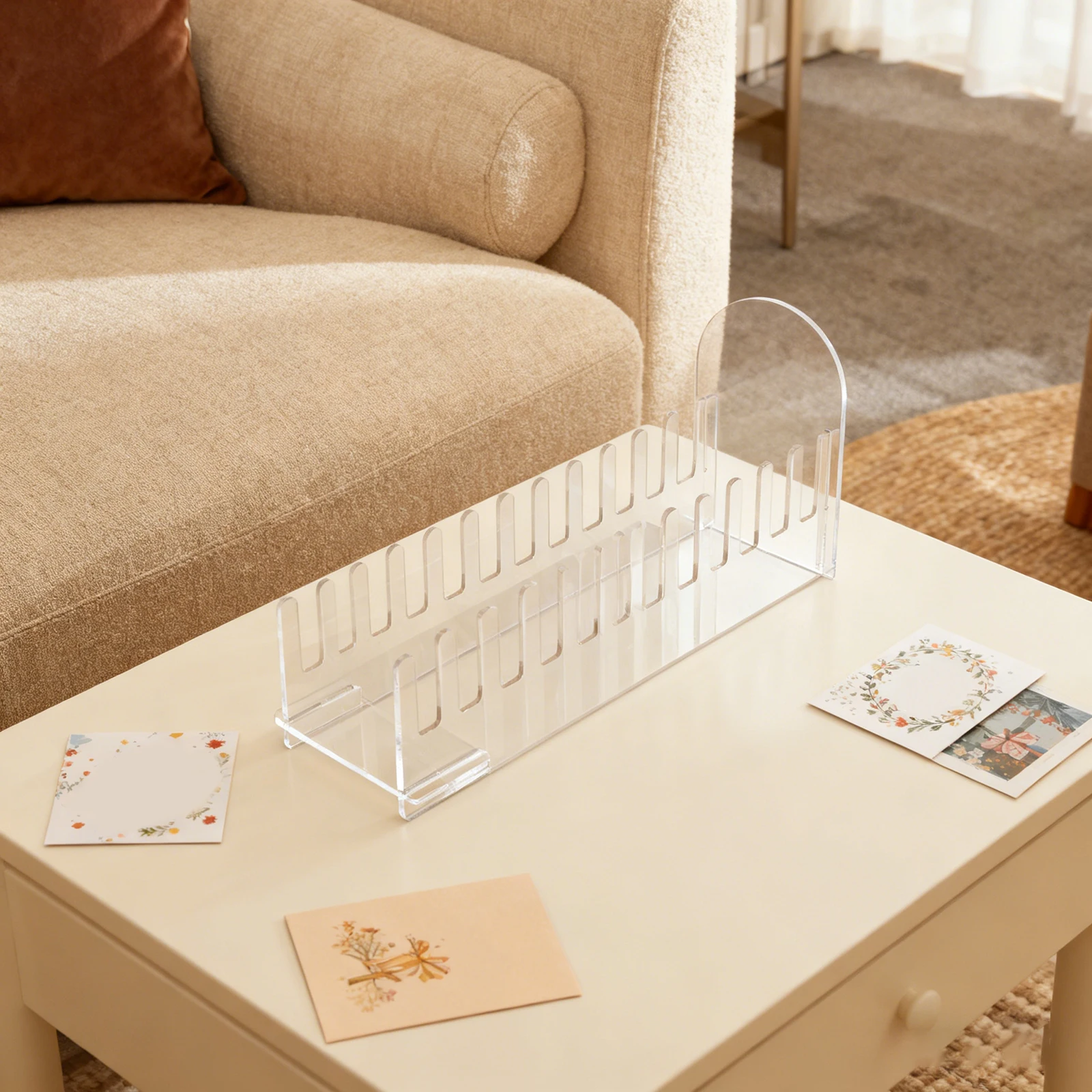 Portable 12 Layer for acrylic Display Stand Clear Organizer Rack for Greeting Cards Stickers and Small Items 26 x 13 x 8 cm