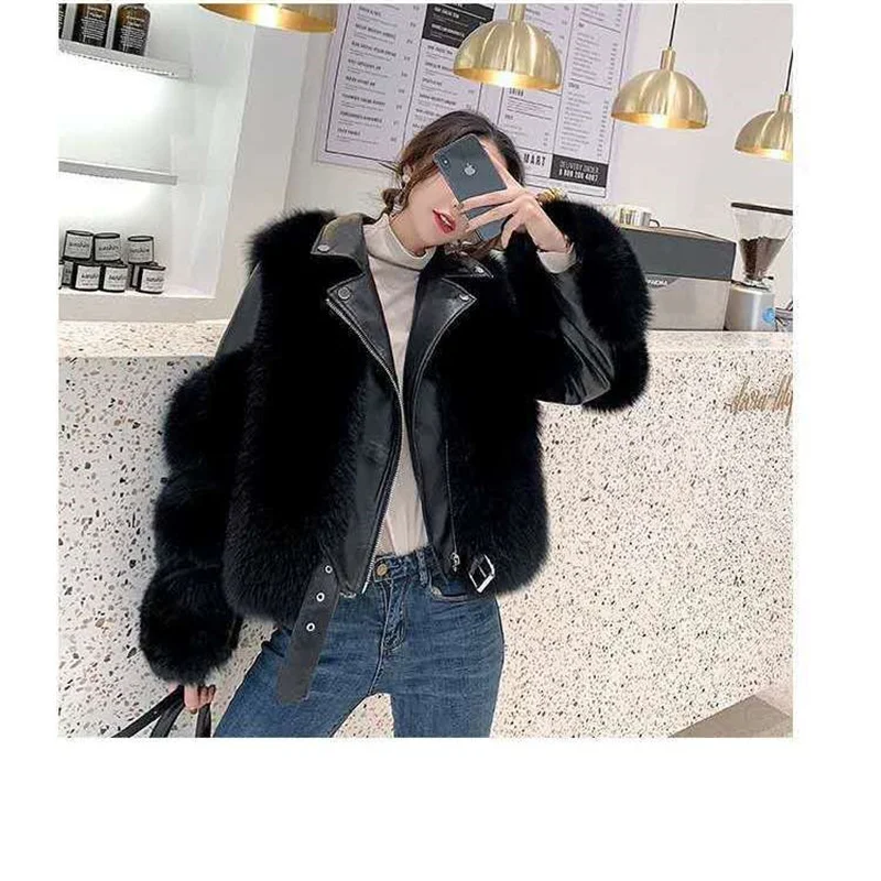 In Online Celebrity Winter Women New Full-Skin Fur Coat 2023 Female With High Imitation Fox Fur For Temperament Slim Fur jacket