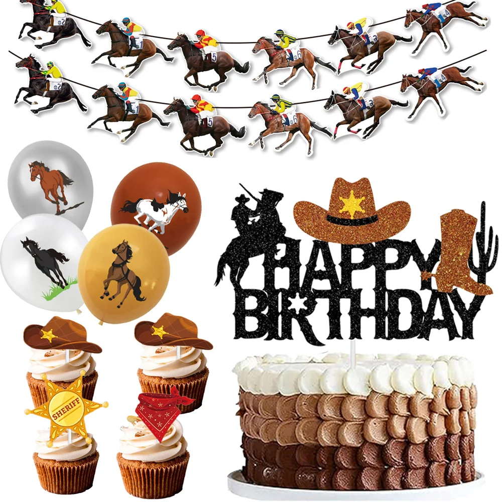 Cowboy or Cowgirl Hat and Boot Cupcake Toppers Western Birthday Cake Rodeo Cupcake Picks Baby Shower Decorations