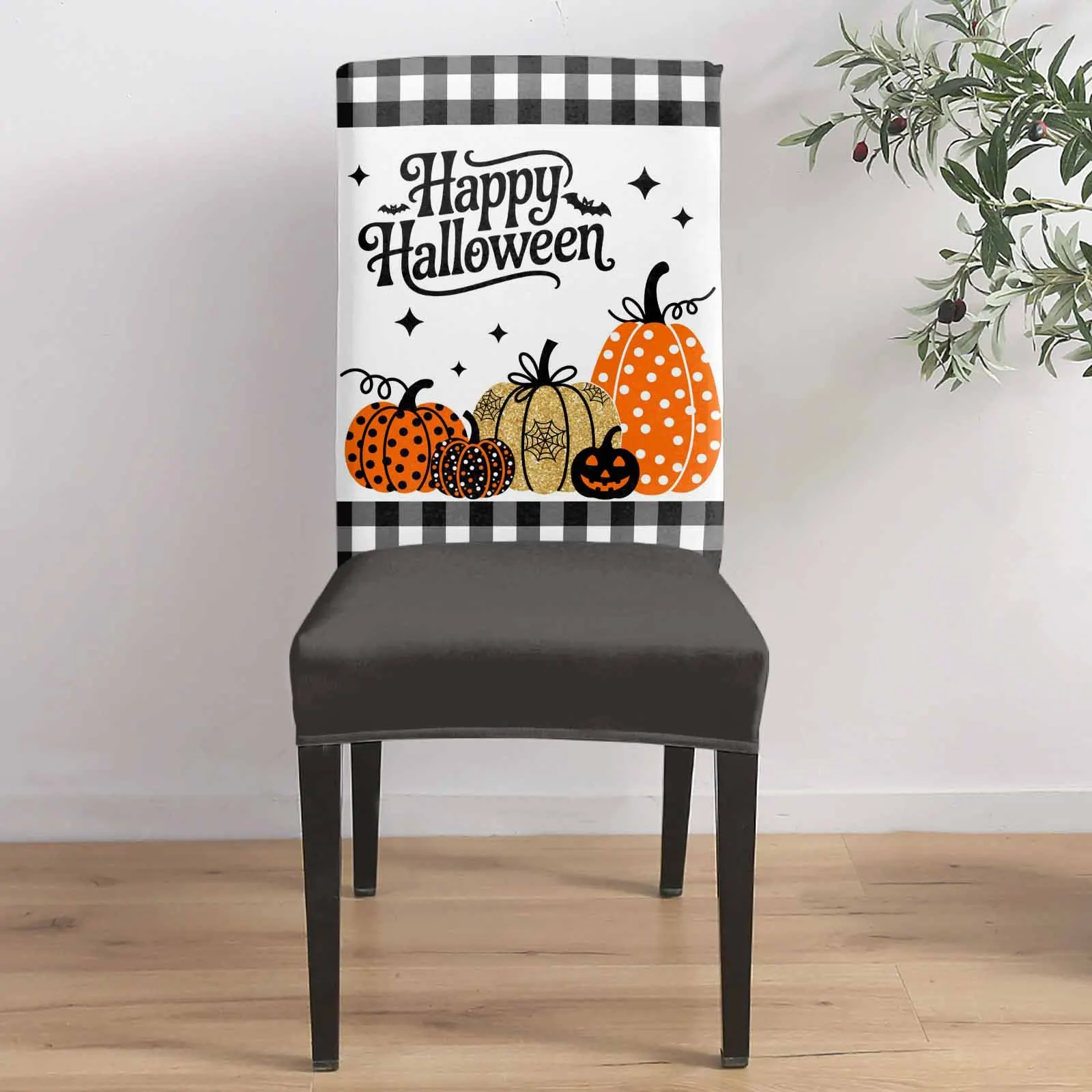 

Счастливый Хэллоуин тыква плед 4/6/8 шт. эластичный чехол на стул из спандекса для свадебного отеля, банкета, столовой