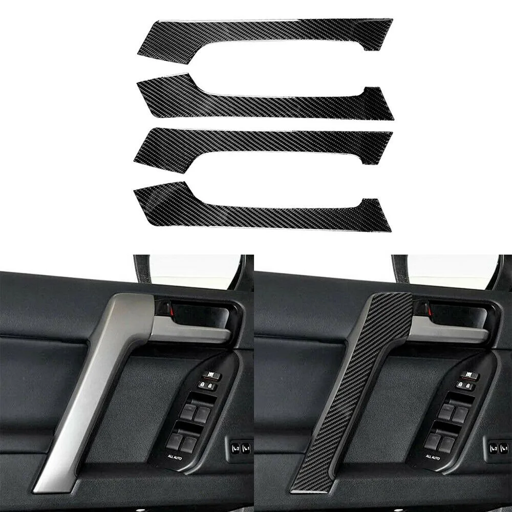 4pcs Carbon Fiber Interior Door Handle Trim For Toyota Land Cruiser Prado 150 2010-2018