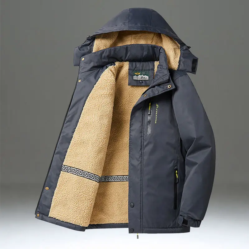 Casaco de inverno com capuz masculino, parkas de inverno, moletom com zíper, blusão, jaquetas vintage, trekking e trekking a frio