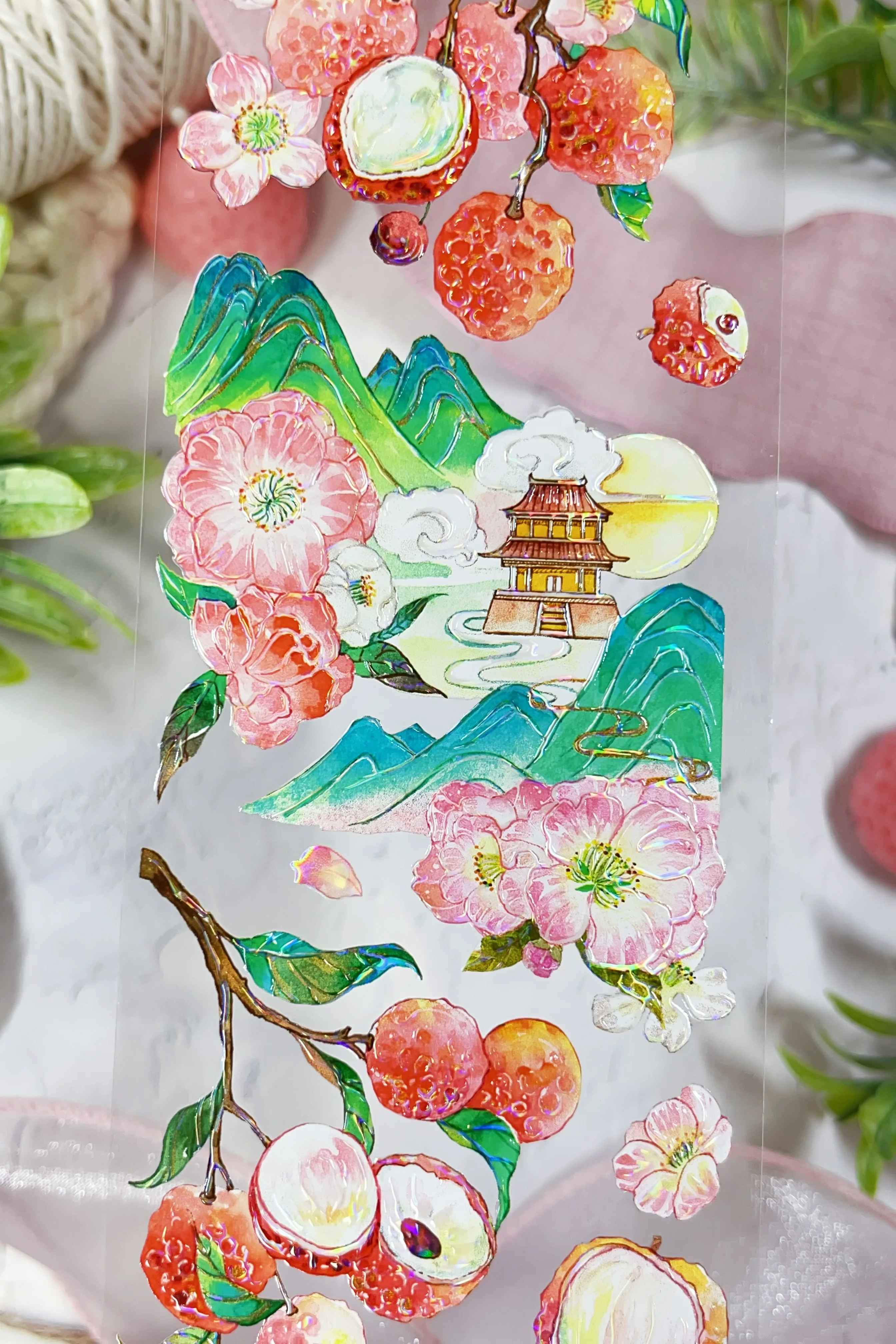 Sweet Litchi - Feizi Smiles Shiny Shell PET Tapes Craft Supplies DIY Scrapbooking Card Making Decorative Plan Sticker