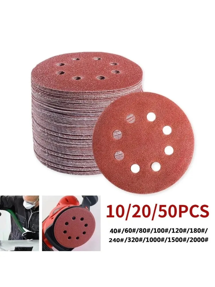 Universele 8 Gat Schuurschijven 125mm Schuurpapier voor Metaal Hout Glas Schuurmachine Polijsten Pads Thuis Schuurmiddelen 40 ~ 3000 Grit - afbeelding 2