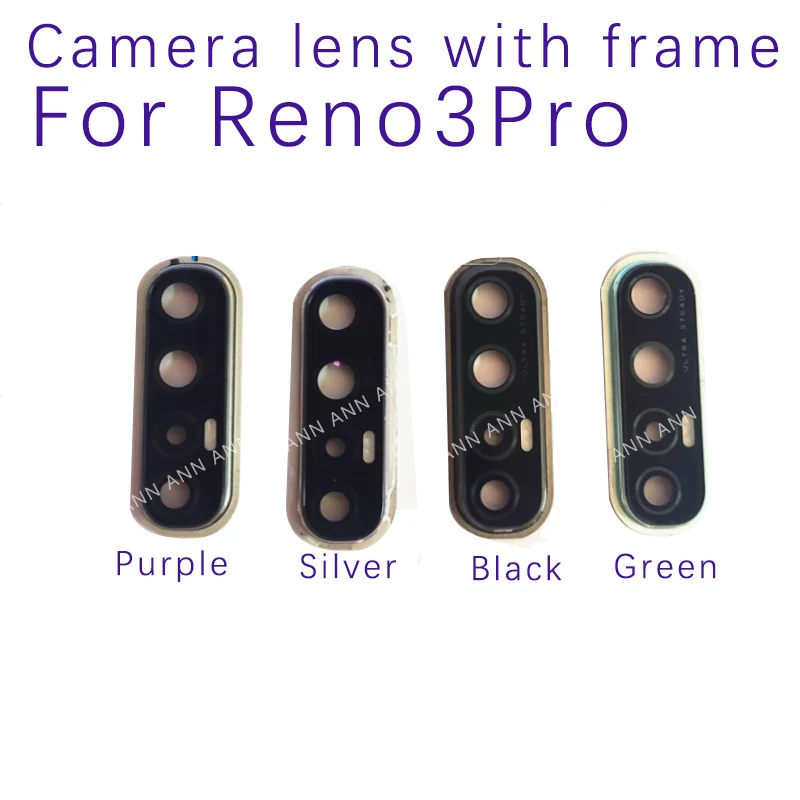 Back Camera Glass Lens Cover For OPPO Reno 3 Pro  5G Rear Main Camera Lens Glass with Frame Parts