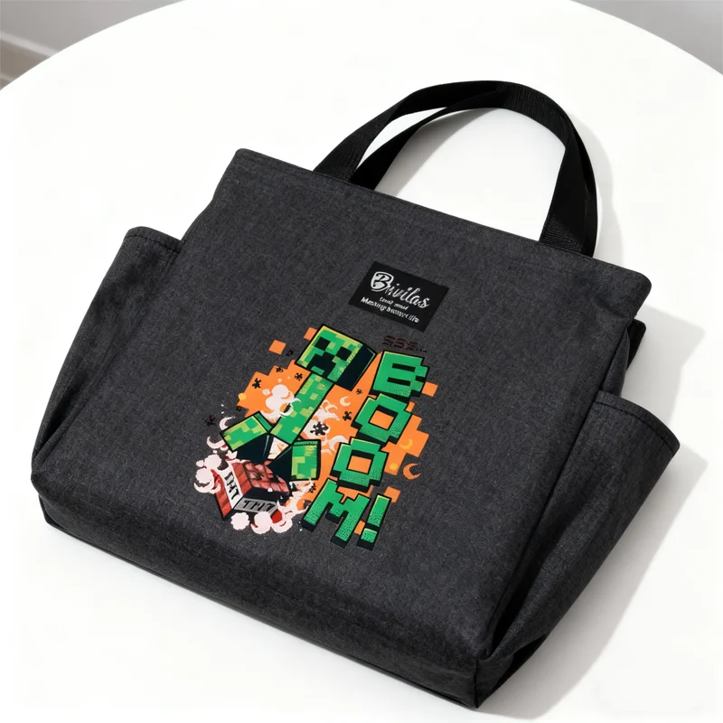 Minecraftess Cooler Insulated Bag Food Thermal Box Portable Lunch Drink Carrier Fresh Kid Pouch Student Picnic Tote Boy Men Gift