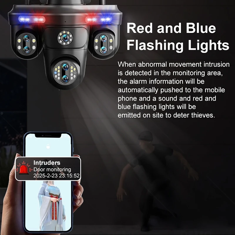 7 Lens 4 Screens Surveillance Camera 10X Optical Zoom WiFi Smart Night Vision Outdoor Waterproof Wireless WiFi Security Camera