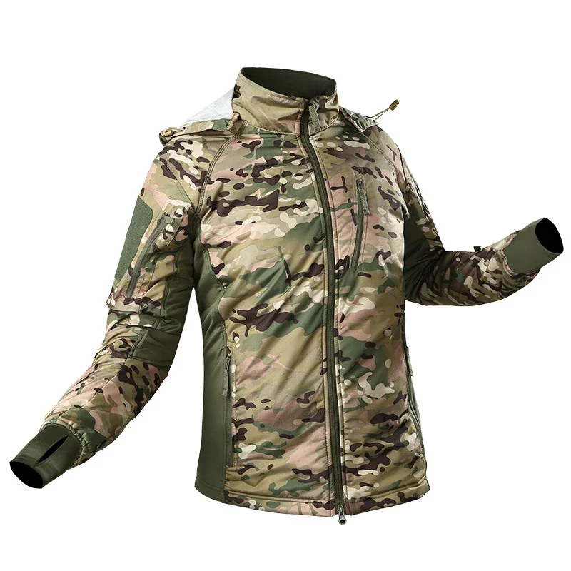 Imagem -02 - Jaqueta Tática Impermeável Masculina Blusão Camuflagem Cabolsa de lã com Capuz Moletons Macios à Prova de Vento Caminhadas Roupas de Caça