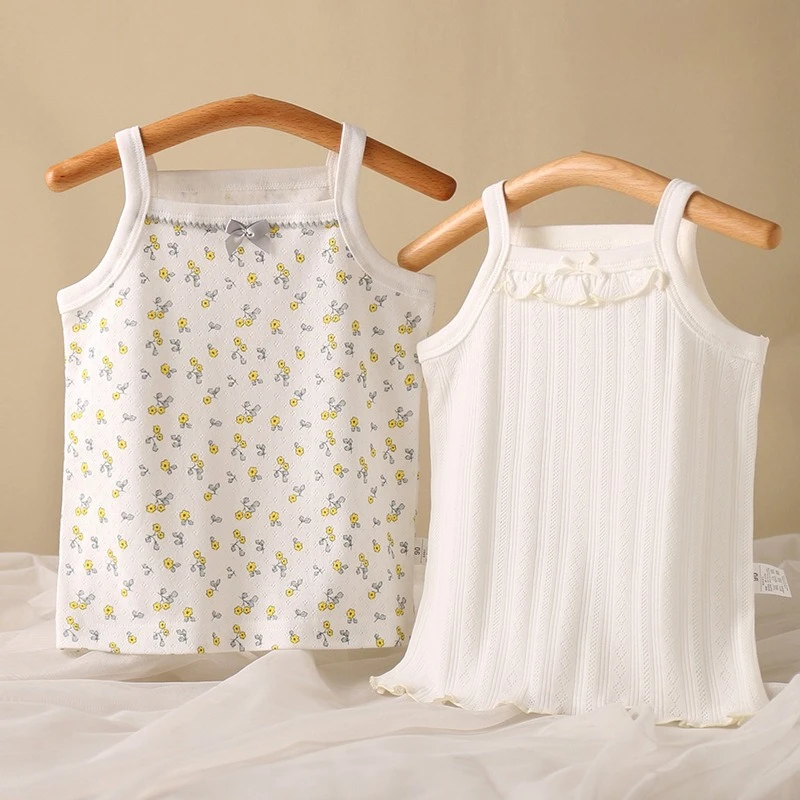 2pcs/lot Summer Girls Tank Tops 2026 Fashion Children Camisoles Mesh Breathable Kids Underwear for Girls Toddler Undershirts