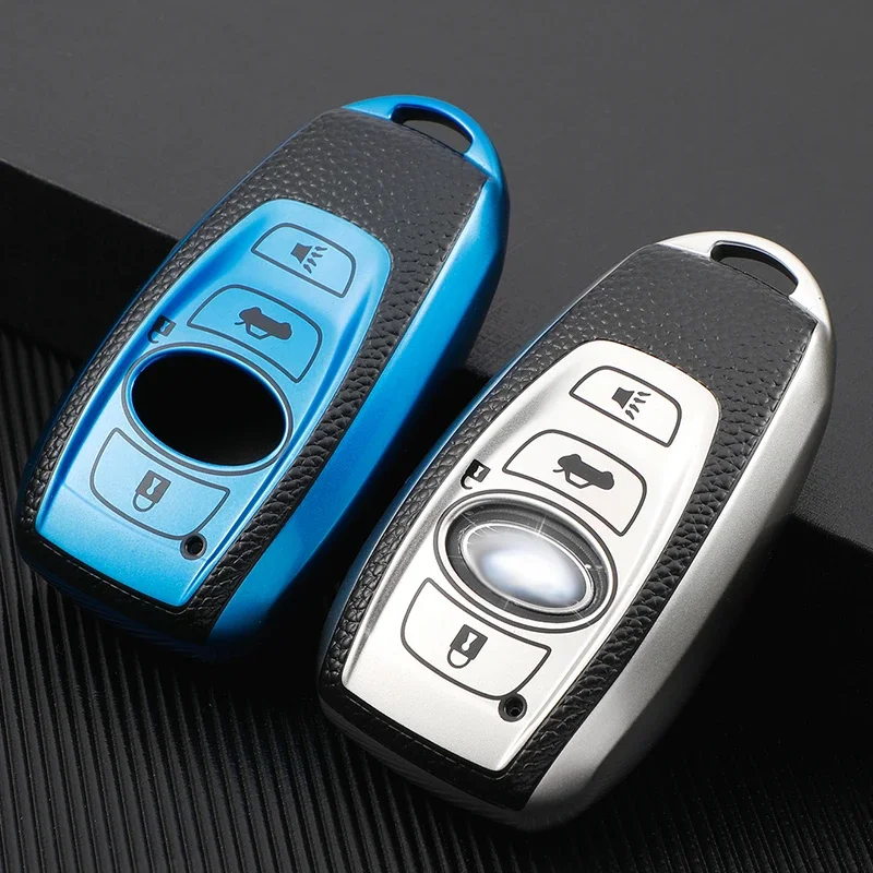 Leather TPU Car Smart Key Cover Case Shell Holder Protector Keychain for Subaru XV BRZ Forester Legacy Outback Accessories