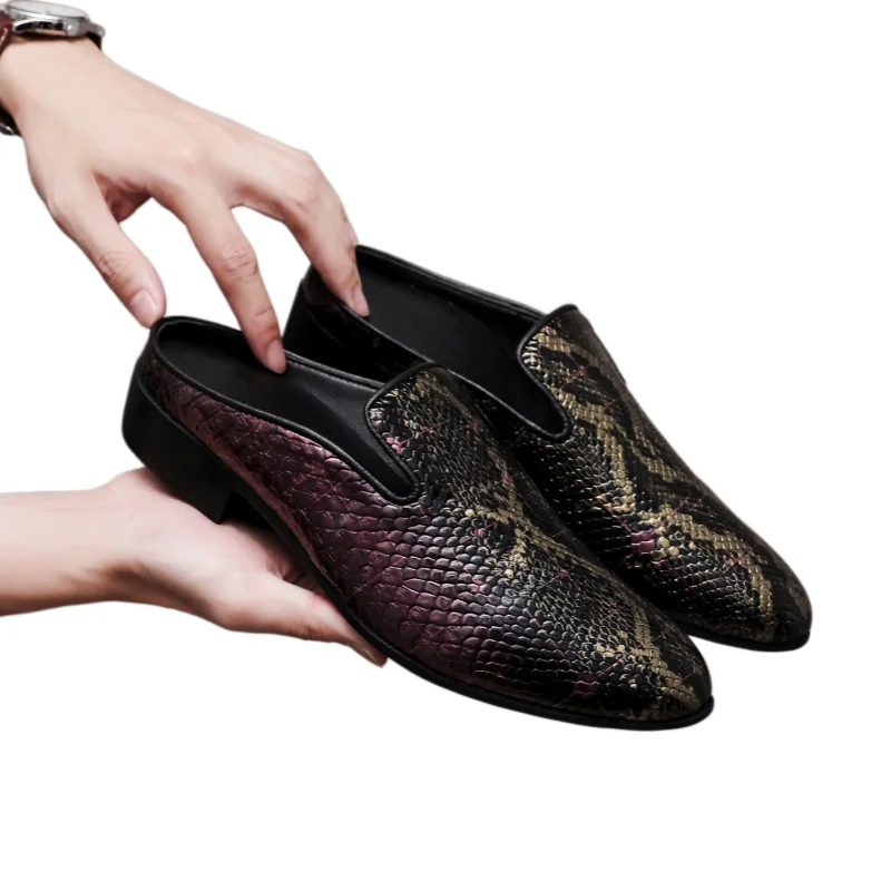 Hot-selling PU Leather Mens Muller Shoes Loafers New Fashion Slippers Walking Shoes New Comfy Man Half Drag Male Casual Shoes