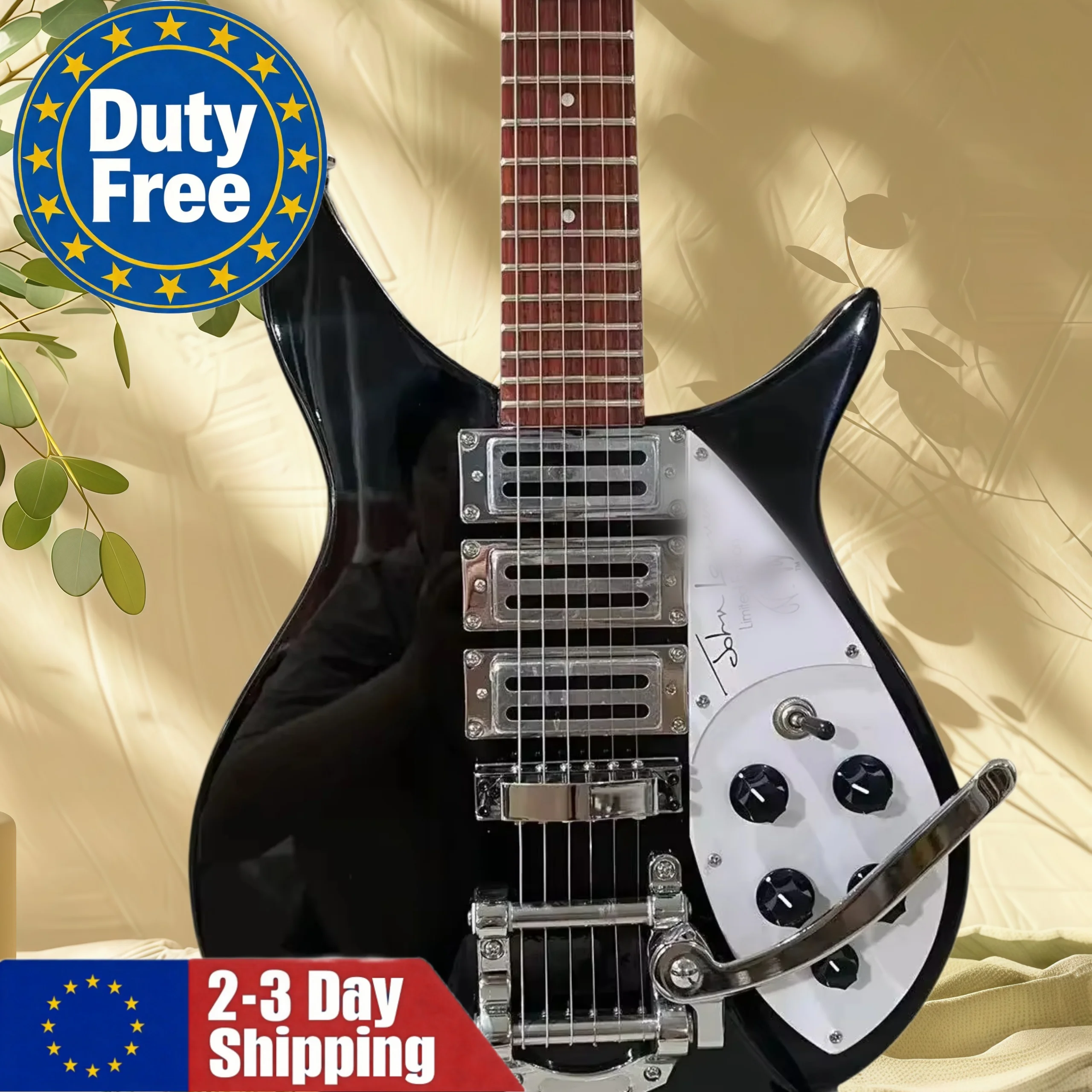 Chitarra Nera per Principianti con Manico in Palissandro, Pickup HHH, Sistema Tremolo, Bilanciato, Magazzino Tedesco