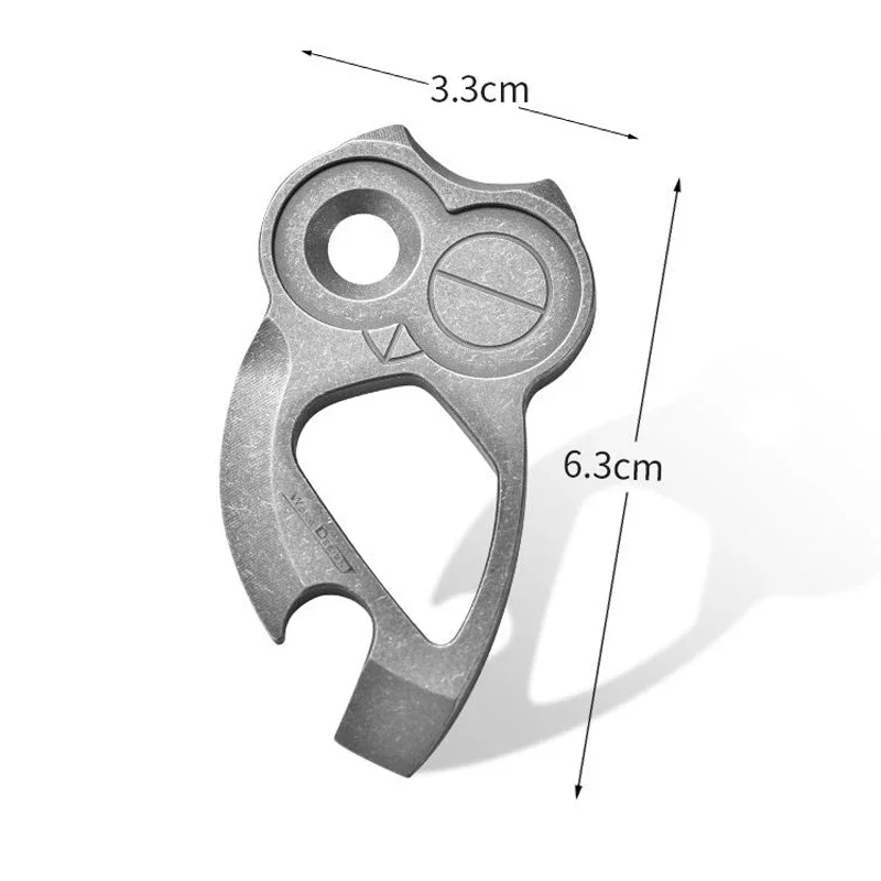 Outdoor Titanium Alloy EDC Creative Owl Bottle Opener Multifunctional Key Pendant