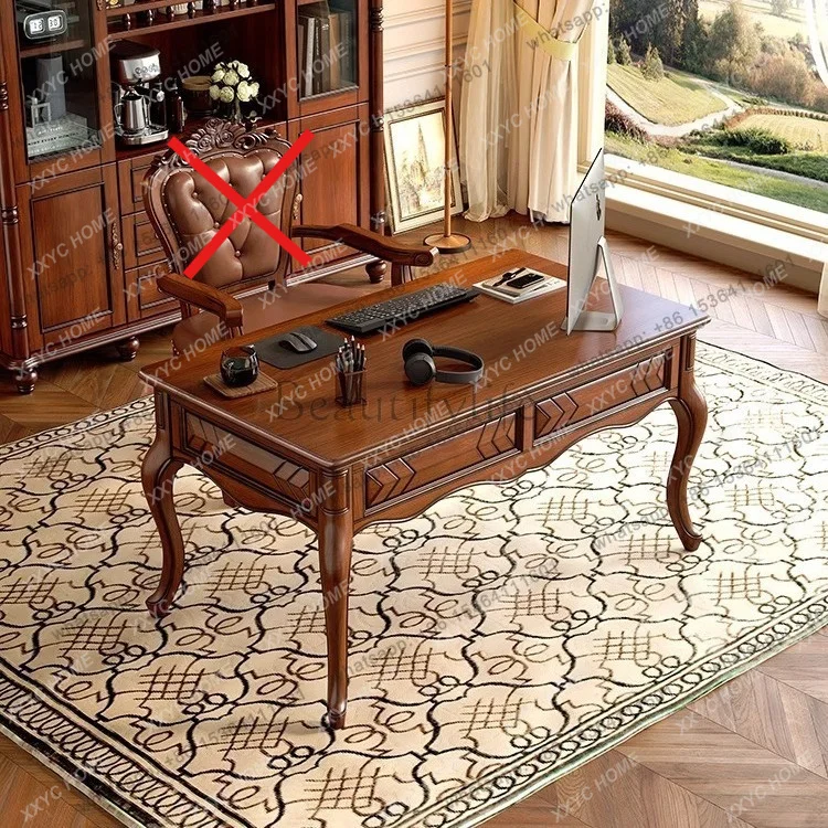 vintage country solid wood desk and chair combination office boss table