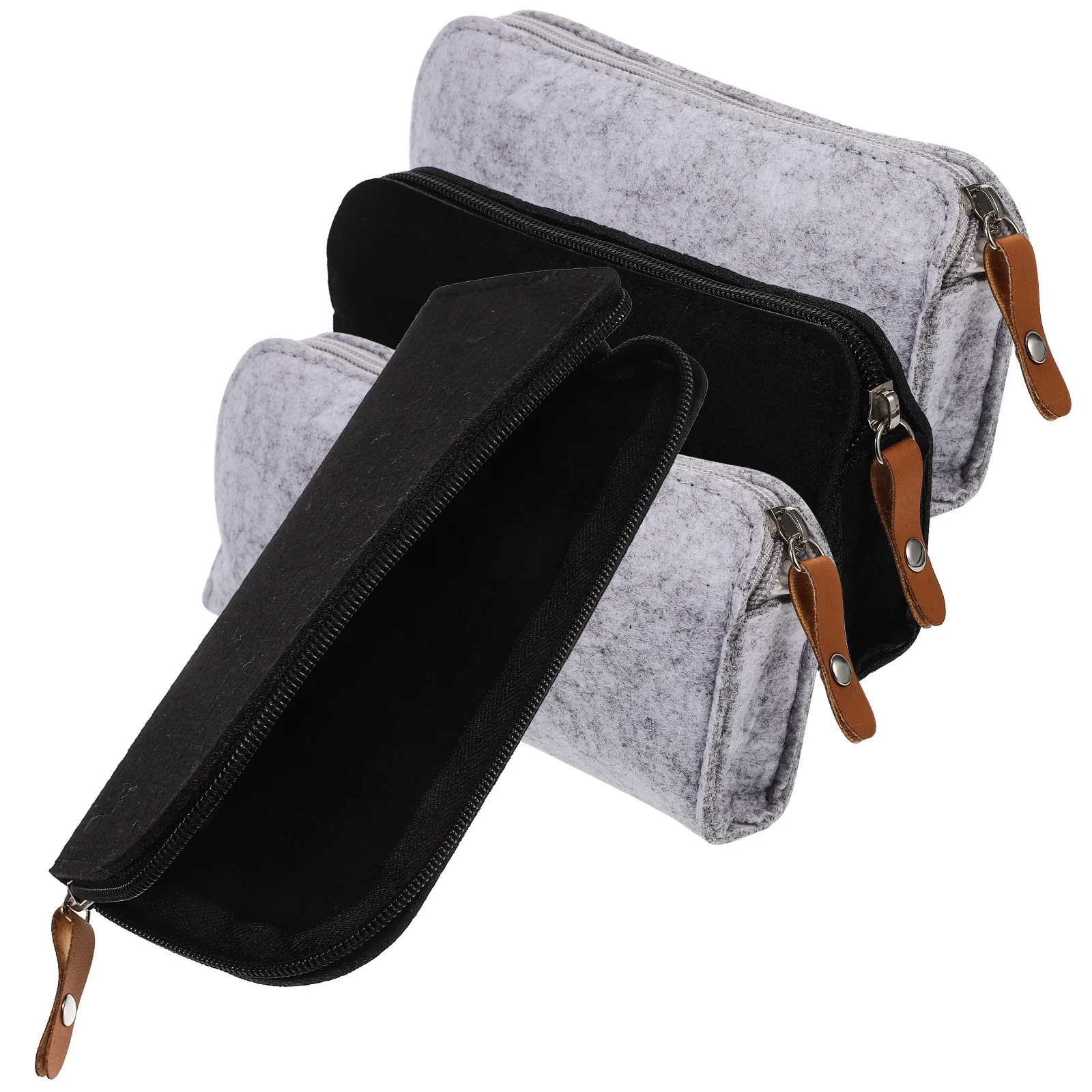 Large Capacity Pencil Pouch Felt Case Storage Bags Zipper Stationery Multi-function Organizer
