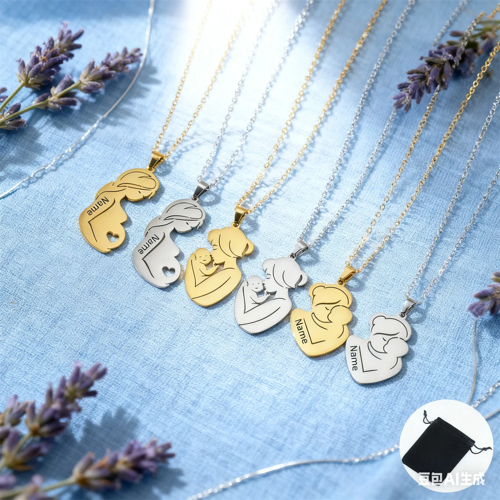 

Customized Name Date Family Mom Pendant Necklace Stainless Steel Maternal Love Personalized Necklace Mother's Day Gift