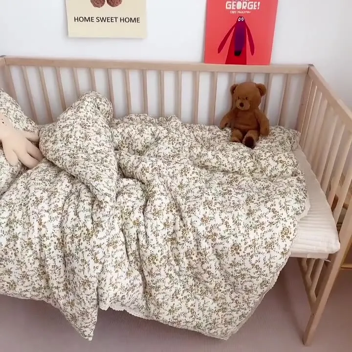 Colcha de berço de bebê cobertor de algodão com renda babados colcha de bebê edredom para crianças recém-nascidas