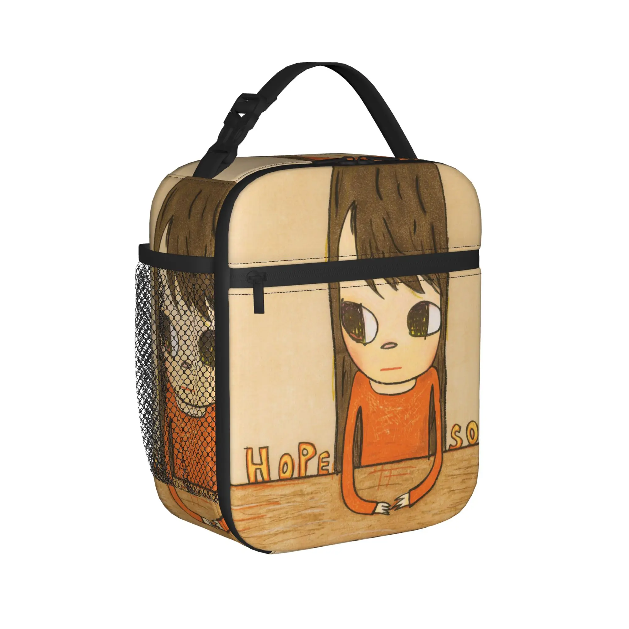 Yoshitomos Nara Japan Insulated Lunch Bags Large Cartoon Art Lunch Container Thermal Bag Tote Lunch Box Work  Picnic Food Bag