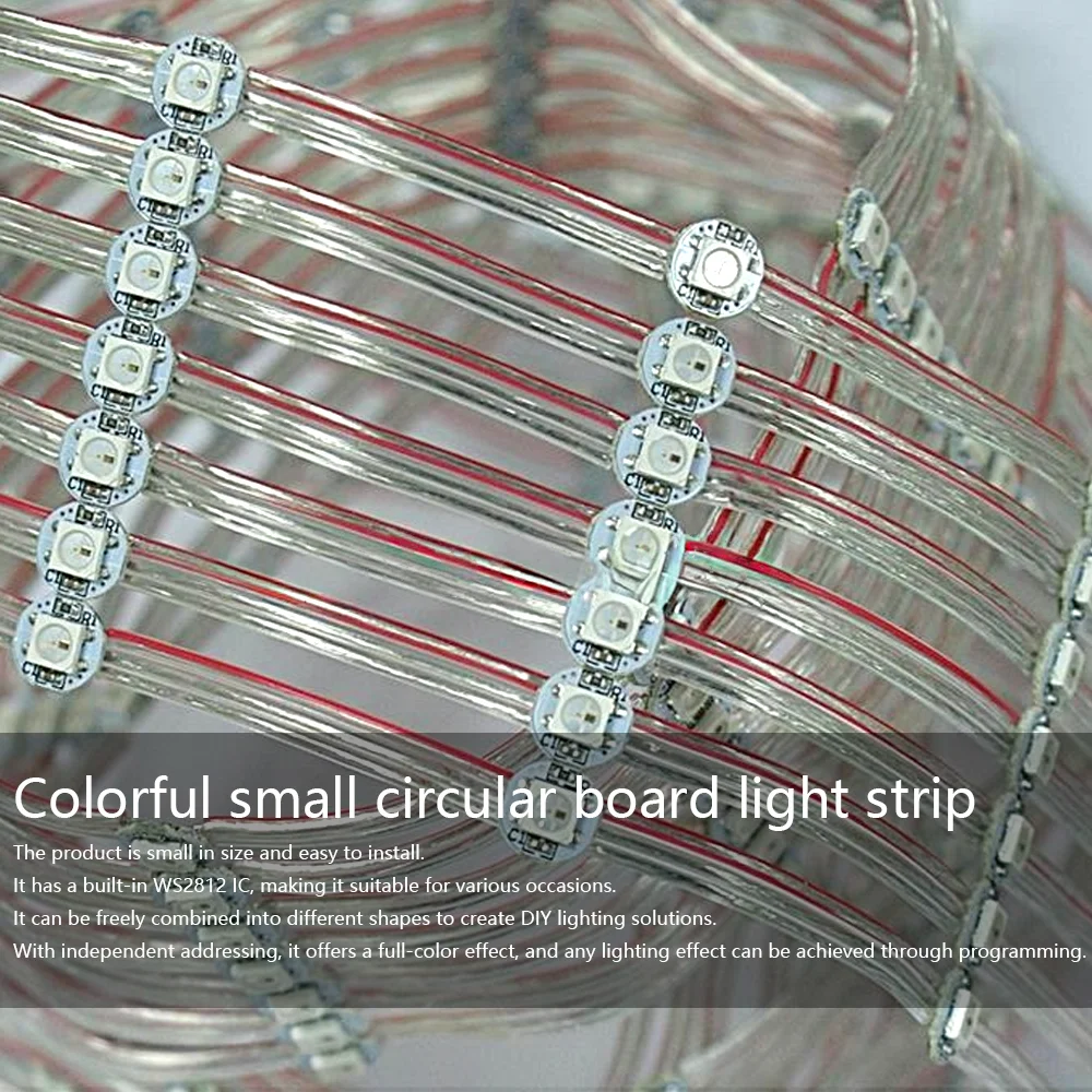شريط LED لوحدة WS2812B، مع كابل 10 سنتيمتر، ومصدر طاقة 5 فولت، ومصابيح RGB مستقلة SMD5050 مدمجة
